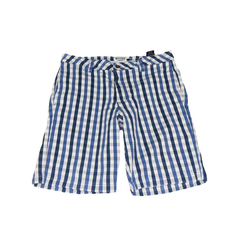 Olde School Brand Men's Plaid Blue White Shorts Size 34